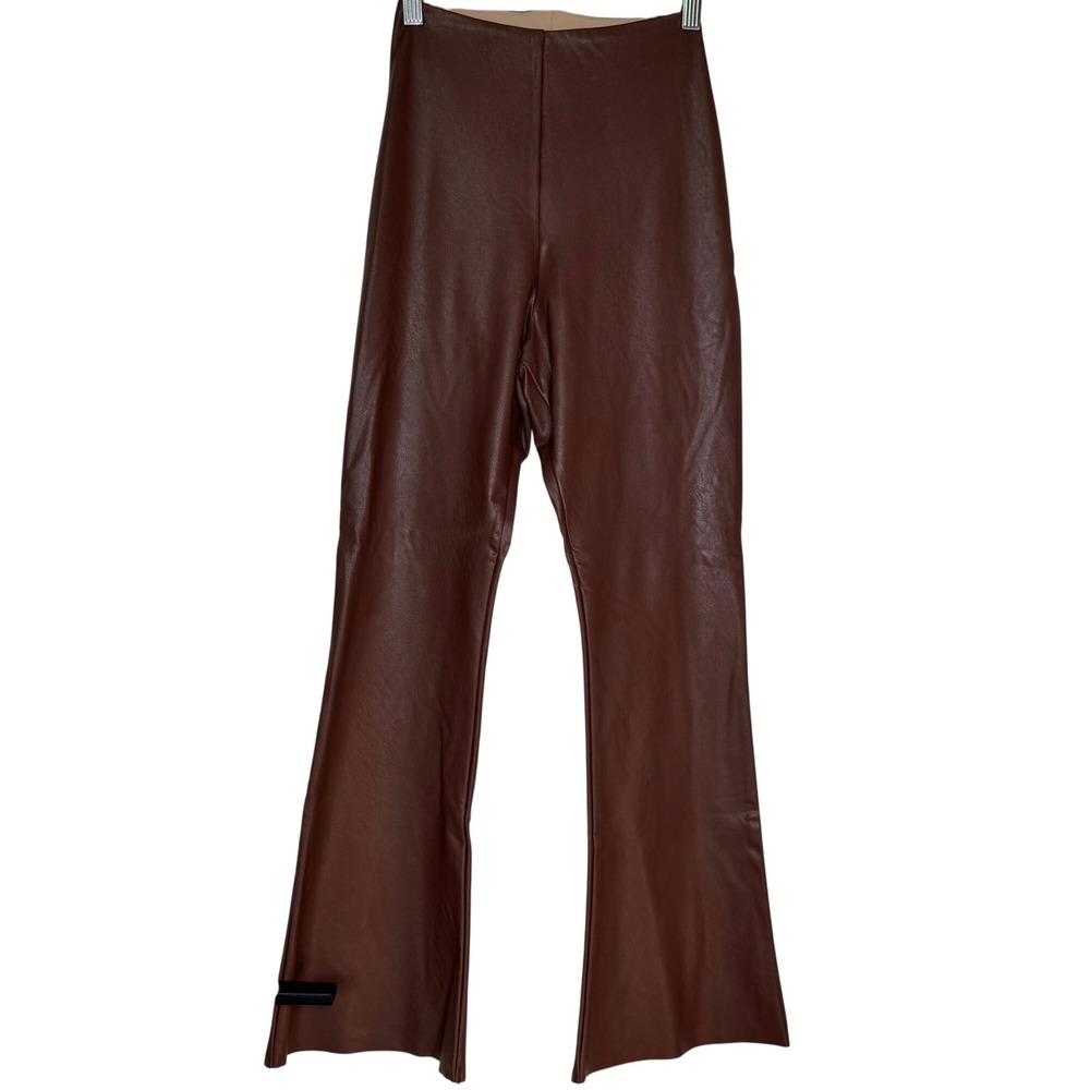 Commando Faux Leather Cropped Flare Leggings Chocolate Brown SLG33 Medium NEW